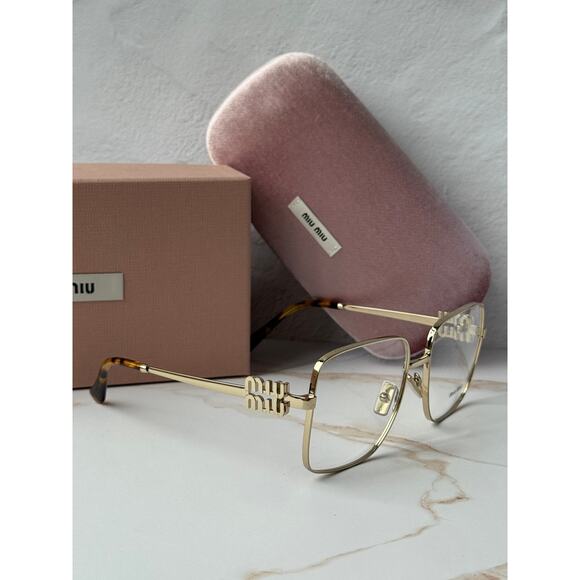 NEW Miu Miu M51XV Gold Square Logo Eyeglasses Frames main image 3